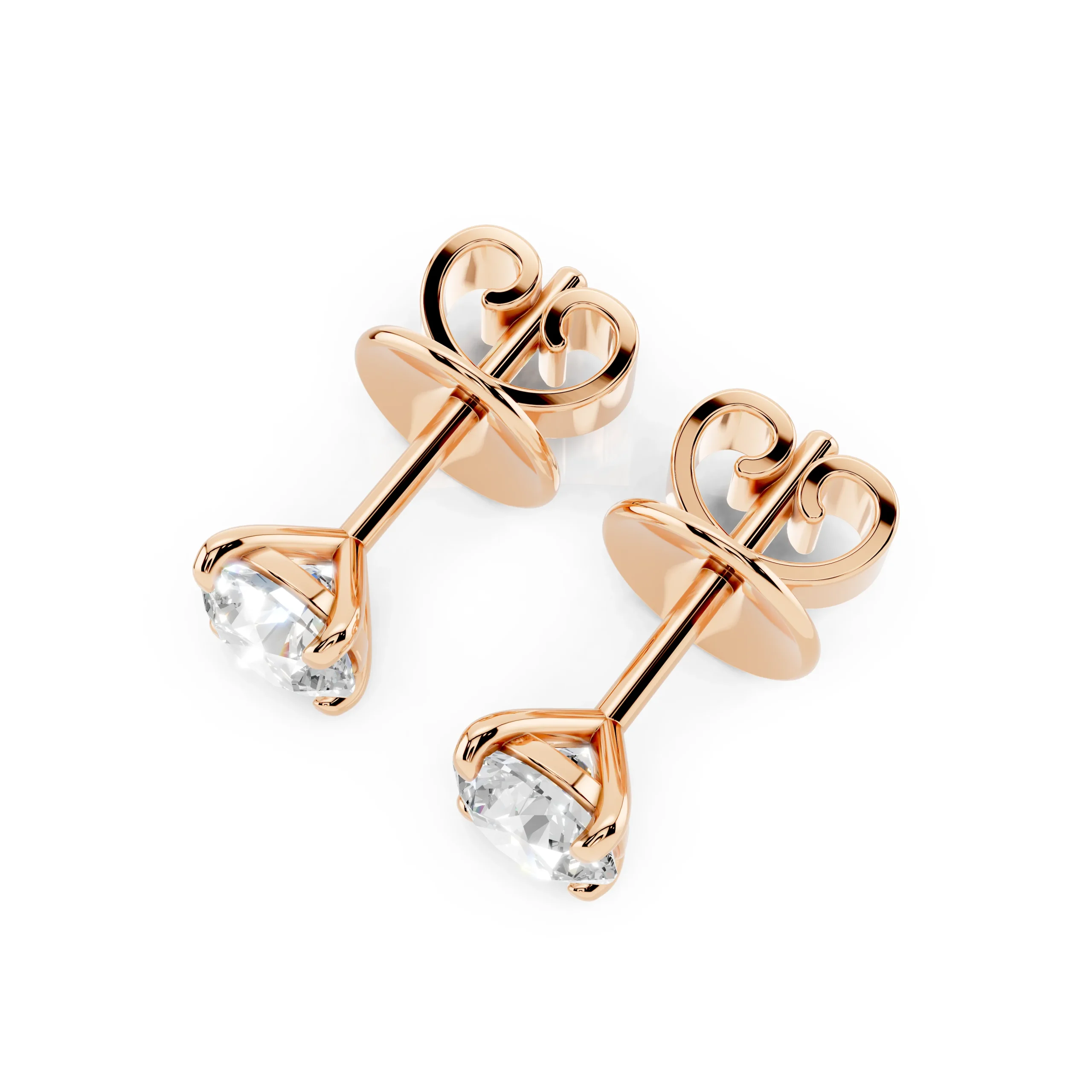 Серьги пусеты с бриллиантами 0.5 карат розовое золото — изображение 3