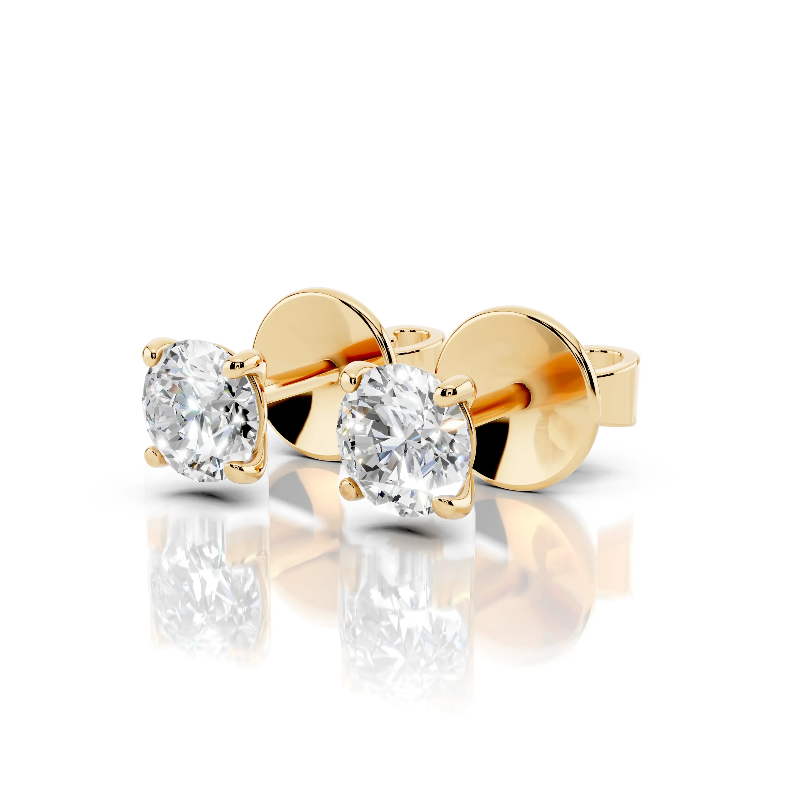 Серьги пусеты с бриллиантами 0.5 карат желтое золото — изображение 2