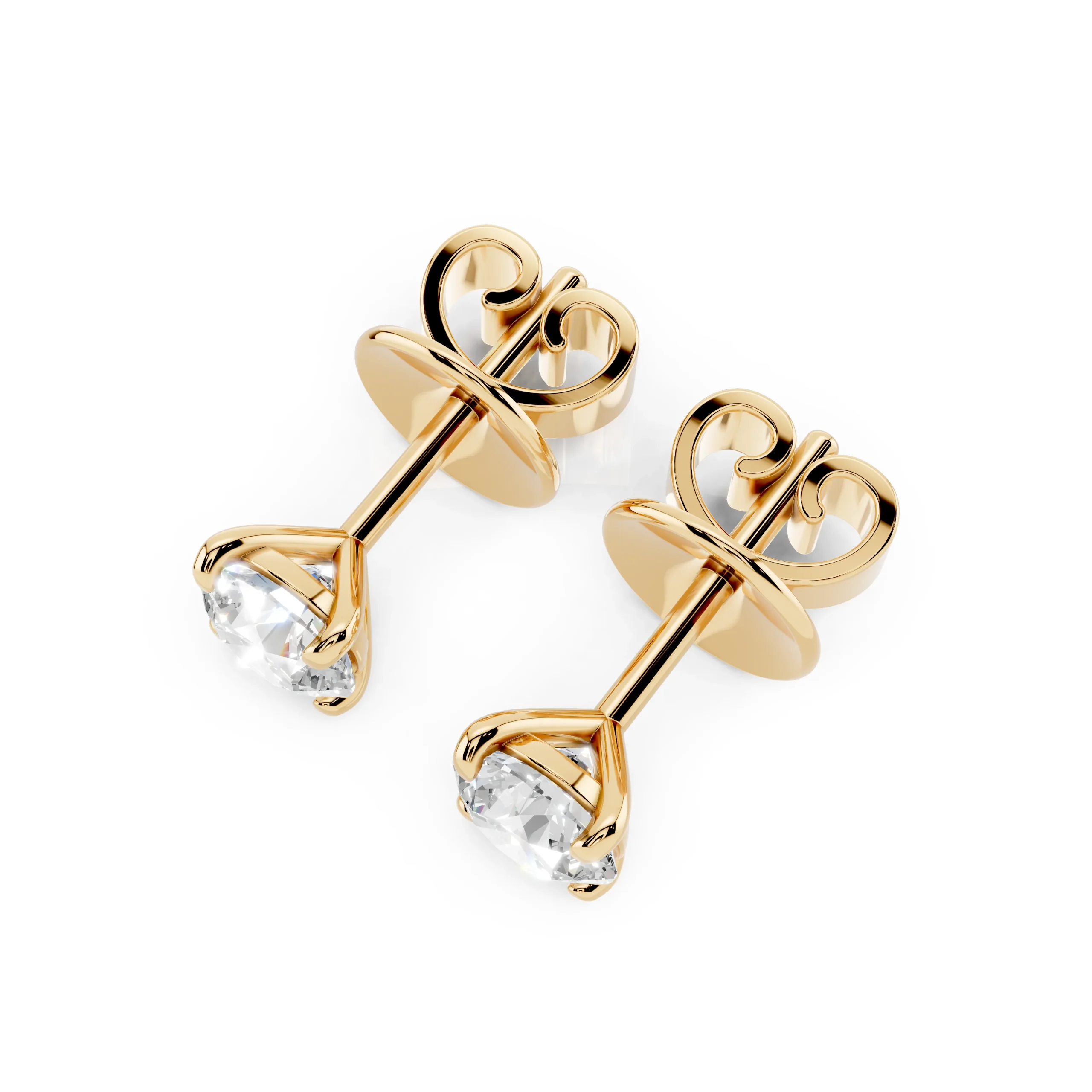 Серьги пусеты с бриллиантами 0.5 карат желтое золото — изображение 3