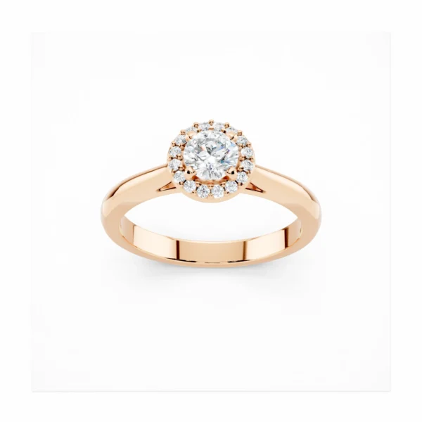 Кольцо с бриллиантом 0.25 Ореол розовое золото