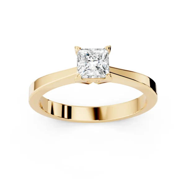 Помолвочное кольцо с бриллиантом 0.5 принцесса желтое золото